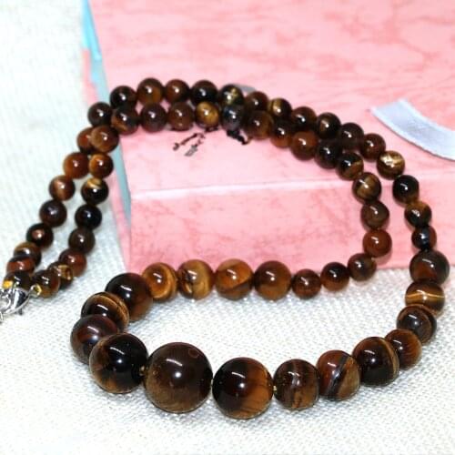 Hot Gemstones Beads A+Natural Yellow Tiger Eye Beads Jewelry chain Fashion Tower shape Necklace For Men Jewelry Necklace 6-14mm