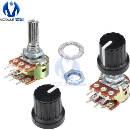 5PCS Potentiometer Resistor Linear Taper Rotary Potentiometer For Arduino Cap Knob 1K 2K 5K 10K 20K 50K 100K 250K 500K 1M Ohm