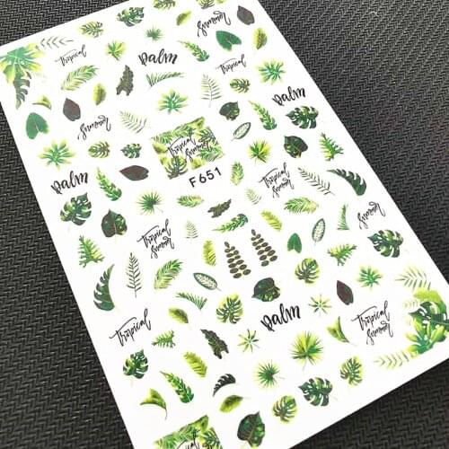 Newest F651 summer holidays design 3D nail sticker decal stamping back gule DIY nail decoration tools