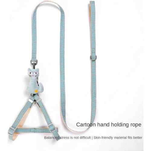 Dog Harness Cat Dog Leash Cartoon Plaid Dog Harness and Laesh Set Pet Accessories