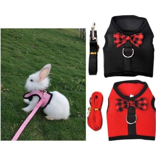Rabbits Hamster Vest Harness With Leas Bunny Mesh Chest Strap Harnesses Ferret Guinea Pig Small Animals Pet Accessories