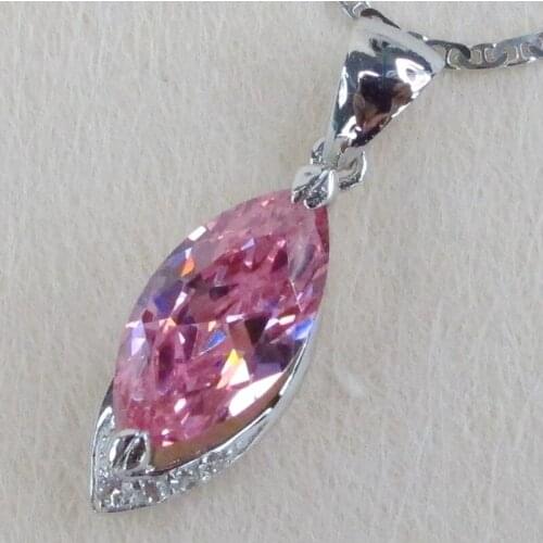 SHUNXUNZE Charm Engagement Wedding pendants for women Jewelry & Accessories dropshipping Pink Cubic Zirconia Rhodium Plated R825