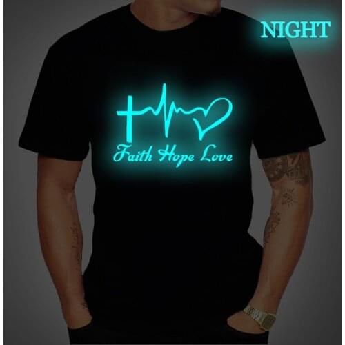 Luminous Faith Hope Love T Shirt T Shirt Men T-shirt Custom Male Novelty Graphic Tee Tops Black O-neck Tshirt Unisex Clothes