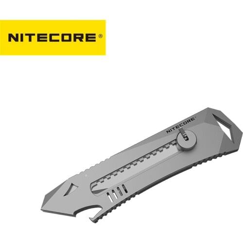NITECORE NTK10 Titanium Utility Knife Silver Retractable Glass breaker Multi-Functional tool for Outdoor Sports Self-defense