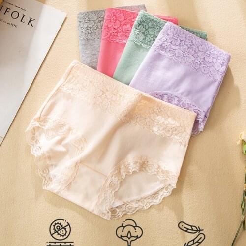 ATOXY High Waist Women Panties Cotton Soft Breathable Comfort Sexy Underwear Body Shaper Lace Female Lingerie 4Pcs/Lot