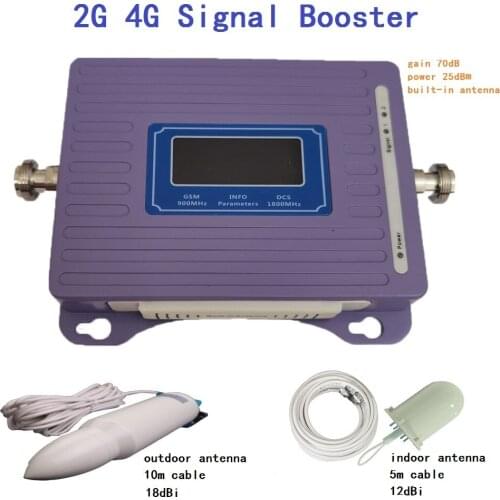 2G 4G Signal Booster GSM 900+DCS/LTE 1800(Band 3) Mobile Signal Repeater Cell Cellular Amplifier With Omni/Ceiling antenna