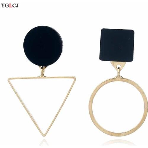 YGLCJ 2020Korean Version Of The Simple Triangular Round Asymmetrical Ladies Earrings Earrings Ball Pendant Wholesale Hot Sale