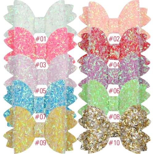 10pcs/set Girls Hairpin Glitter Hair Bows Spring Pink Color 3 Inch Laser Bow Shiny Tassel Design Children Barrette Kids Hairgrip