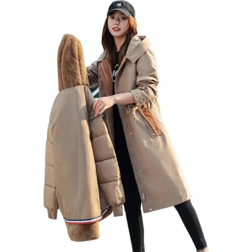 New Winter Military Coats Women Cotton Wadded Hooded Jacket Medium-long Casual Parka Cotton Jacket with wool collar 4XL