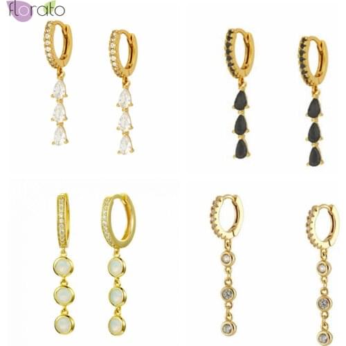 High-Quality 925 Sterling Silver Ear Buckle Earrings White Zirconia stone Small Hoop Earrings For Women Minimalist Jewelry