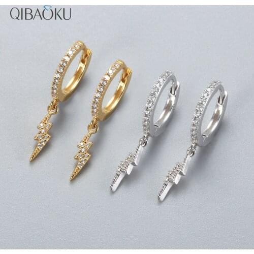 S925 Sterling SIlver Earrings Lighting Shape Gold Hoop Earrings For Women Cute Butterfly Horse Animal Circle Earrings