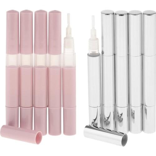 0pcs Aluminum Empty Twist Pen Lip Gloss Brush Pen, Lip Nail Oil Applicator Cosmetic Container Eyelash Growth Liquid Tube