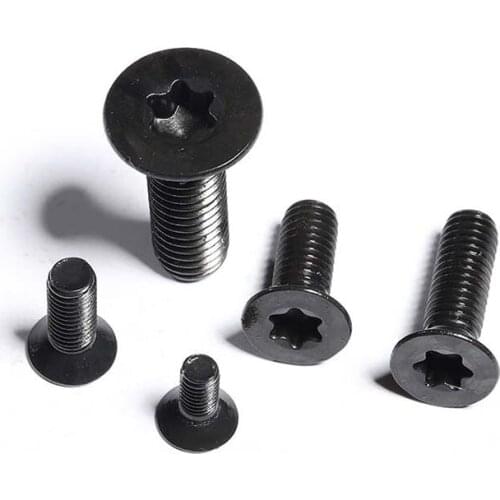 10/50pcs M2 M2.5 M3 M4 Black Grade 8.8 Carbon Steel GB2673 Six-Lobe Torx Head Flat Countersunk Screw Six Lobe Bolt Machine screw