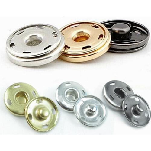 10 Pairs 10-21mm Metal Buttons Snap Fastener Press Stud Popper Sew On Sewing Fabric Craft