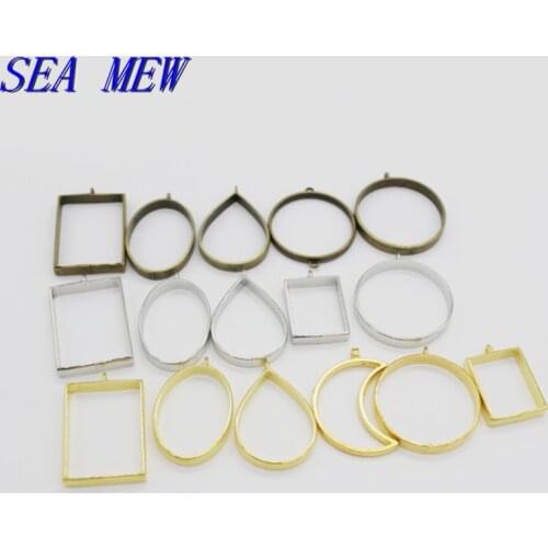 10pcs/lot UV Epoxy Resin Metal Frame Blank Pendant Base For Jewelry Making Vintage Pendant Settings DIY Jewelry Finding