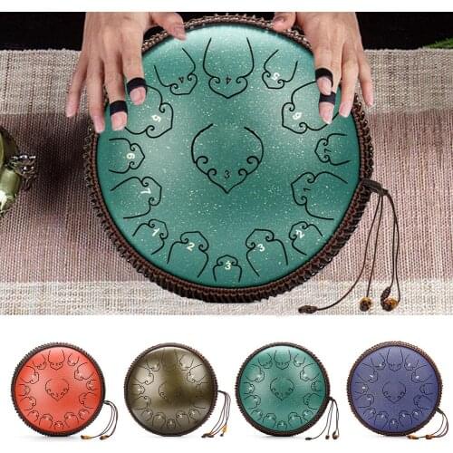 14 Inch 15 Tone Steel Tongue Drum Tune C Percussion Hand Pan Drum With Padded Drum Bag & Mallets Musical Instrument Gift