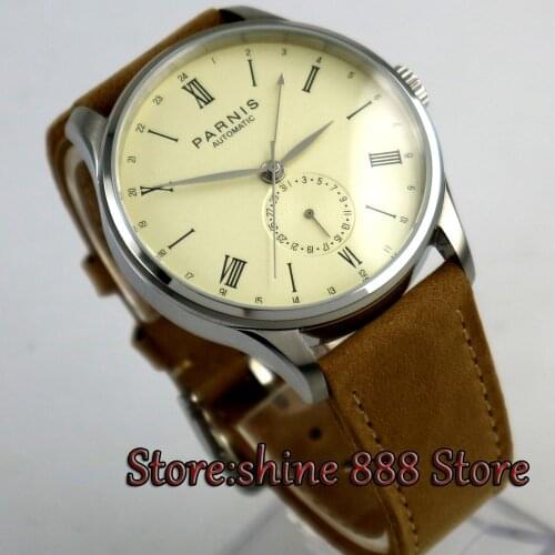 42mm Parnis off-white dial 24 Hours ST1690 Automatic Movement Mens Watch