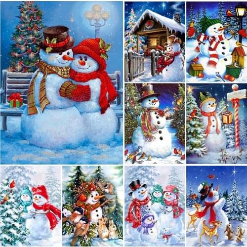 5D DIY Diamond Painting Full Square Snowman Cross Stitch Kit Diamond Mosaic Christmas Decor Gift Diamond Embroidery Winter