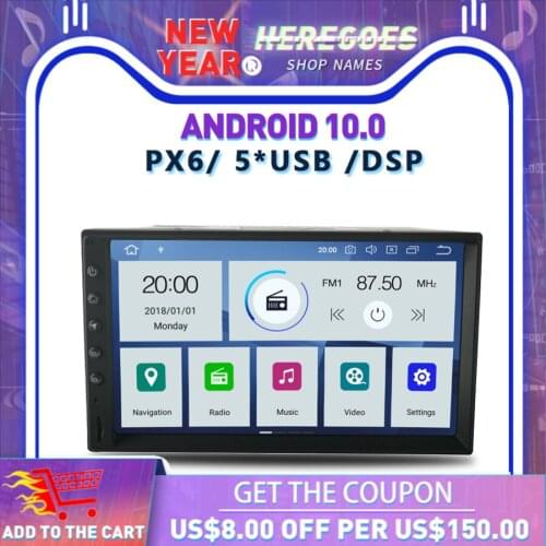 DSP PX6 IPS DSP Android 10.0 4GB RAM+64GB 6 Core Car multimedia player 2 Din for Universal RDS Radio GPS map Bluetooth 5.0 wifi