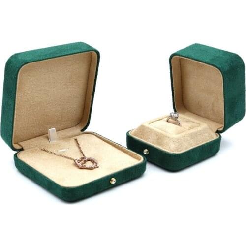 Velvet Ring Pendant Trinket Box Luxurious Velvet Necklace Rings Earrings Gift Case Jewelry Box