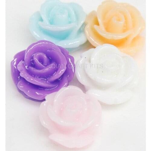 250pcs Drilled Resin Rose Flower Beads With Hole mix color or you choose 13mm