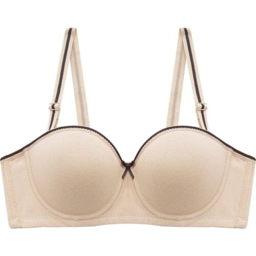 Cotton, glossy, thin, tucked half cup bra with underwire bra