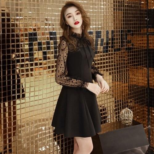 Black Exquisite Bow Trim Banquet Gown Female Elegant Polka Dot Mesh Elegant Pleated Dresses Vintage Evening Party Dress S-3XL