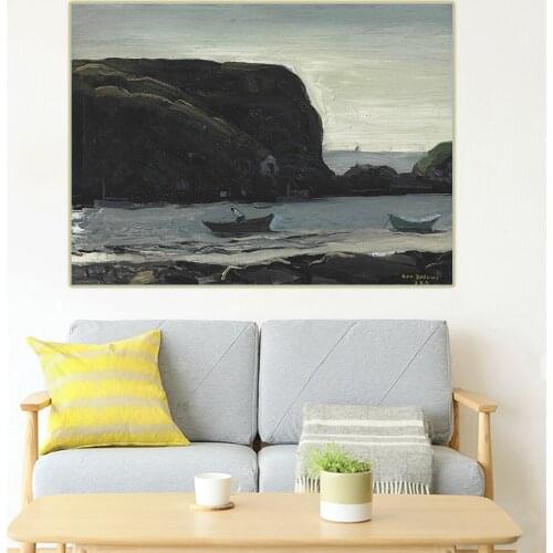 Citon George Bellows《Harbor of Monhegan, Fish Boats》Canvas Oil Painting Ash Can School Art Picture Wall Decor Home Decoration