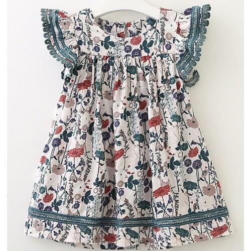 Kids Clothing Girl Dress Floral Dress Elegant Flying Sleeve Summer Kid Beach Dress Children Clothing Kids Clothes Party Dresses