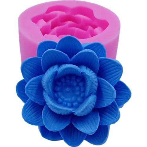 Lotus Design Candle Mold 3D Silicone Mold for Candle Making Decorating Gypsum Resin Crafts Wax Molds