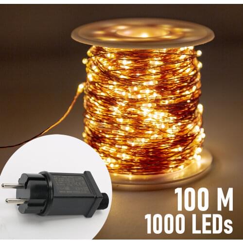 100M 1000LEDs Copper Wire Fairy string Lights Wateproof Plug In Adapter for Outdoor Christmas Party Holiday wedding Decoration