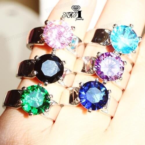 YaYI Fine Jewelry Princess Cut Top Quality Gemstones Moissanite Zircon Silver Color Engagement Wedding Party Rings 7 Colors
