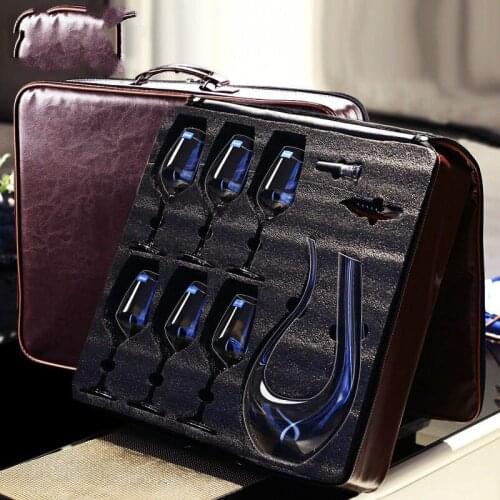 Creative Crystal Red Wine Glass Set Travel Portable Leather Box Wine Glass Household Goblet Decanter Wine Set