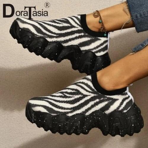 DORATASIA Luxury Brand Design Ladies Chunky Heels Sneakers Fashion Mixed Colors Slip-on Sneakers Women Casual Party Shoes Woman