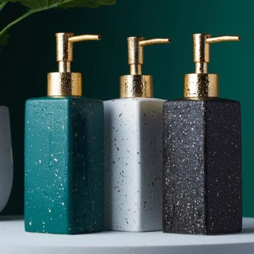 Matte black/white/green gold point pattern bathroom hand soap dispenser ceramic lotion bottle soap dish Bathroom supplies