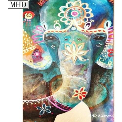 MHD full square round rhinestones watercolor elephant animal 5d diy diamond painting cross stitch crystal mosaic home decoration