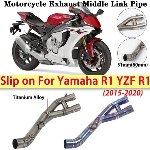 Modified Motorcycle Exhaust Escape Moto Middle Link Pipe Slip On For Yamaha R1 YZF R1 2015-2020 Titanium Alloy Moto Muffler