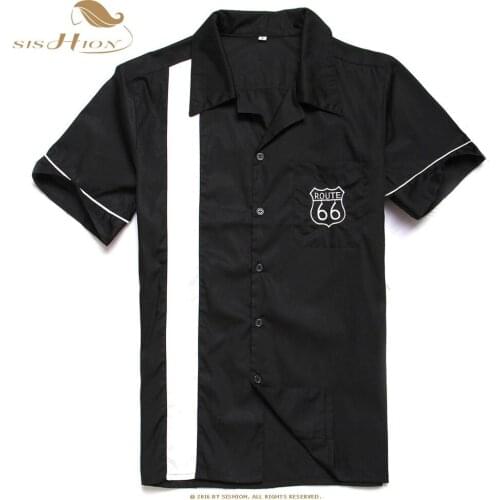 Men Shirt Short Sleeve Embroidery High Quality ST109 2021 Black and White Patchwork Vintage Mens Shirts Cotton