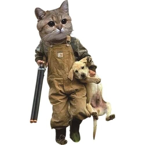 Cat Hero Patches for Clothing Biker Badge Heat transfer printing Strange things Animal Patch Clothes Stickers Christmas Gifts