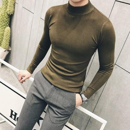 MRMT 2021 Brand Autumn New Knitting Mens Sweater Pullover for Male Half High Collar Sweater