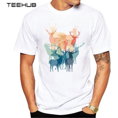 New Arrivals 2019 TEEHUB Cool Mens Fashion Deer colors Design T-Shirt Short Sleeve O-neck Tops Hipster Tee
