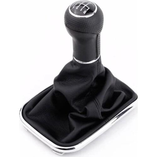 New 5 Speed Gear Shift Knob Gaitor Boot Black PU Leather for VW Golf Bora Jetta GTi MK4 1999-2004