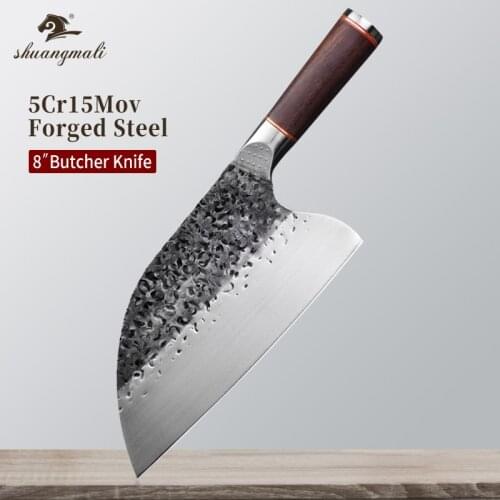 8 Inch Cleaver Butcher Knife Forged 5Cr15MoV Stainless Steel Kitchen Knives Utility Chopping Chicken Slicing Meat Butcher Knife