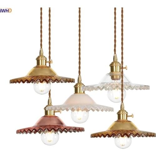 IWHD Loft Style Nordic Glass Pendant Lights Fixtures Dinning Living Room Retro Vintage Pendant Lighting Fixtures Hanglamp Edison