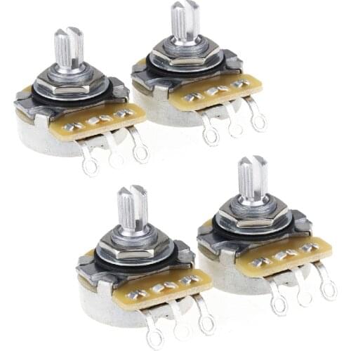 CTS 450 Series A500K Split Shaft Fine 24-Splines Audio Taper Potentiometer for Electric Guitar Bass, 10% Tolerance (Set of 4)