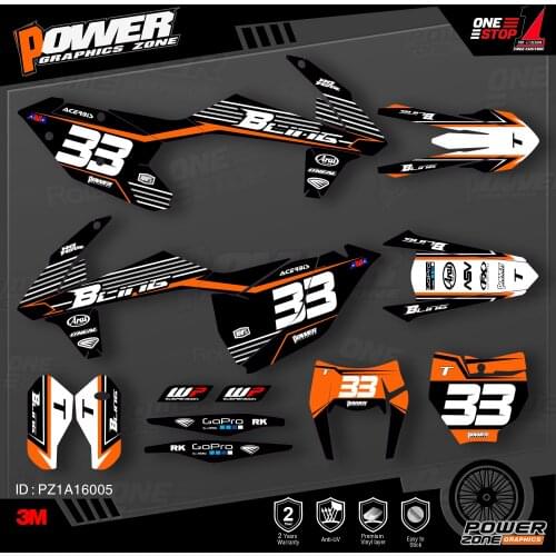 PowerZone Custom Team Graphics Backgrounds Decals 3M Stickers Kit For KTM SX SXF MX 16-18 EXC XCW Enduro 17-19 125 to 500cc 05