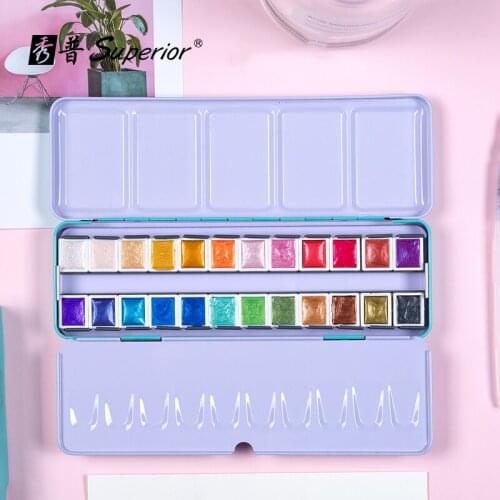 Superior Glitter Pearlescent Watercolor Paint Set Professional Water Colour for Painting Drawing Aquarelle Art Supplies