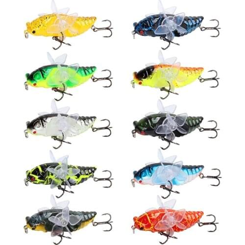 Cicada Whopper Topwater Popper Fishing Lures 7.5cm 15.5g Artificial Bait Wobblers Rotating Double Propeller Trolling Tackle