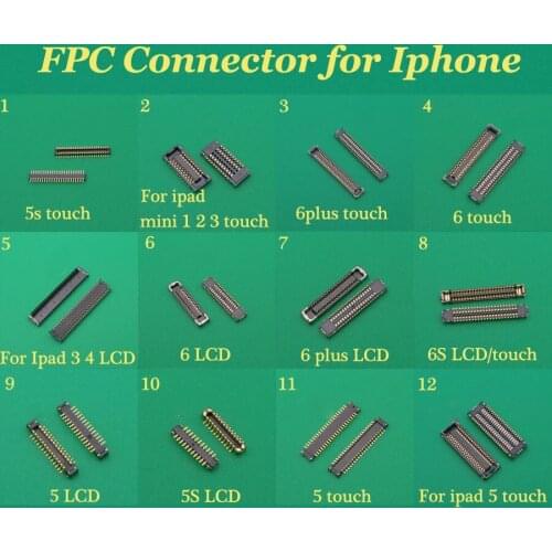 12model Lcd Touch Screen Display FPC connector for iPhone 5 5s 6 6plus 6s ipad mini 1 2 3 4 on motherboard logic board mainboard