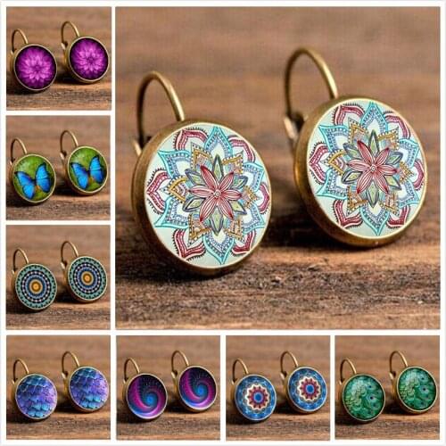 Boho Flower Drop Earrings For Women Vintage Jewelry Geometric Pattern Round Earings Bijoux boucles d'oreilles bohemia